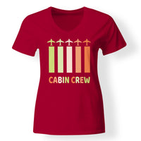 Thumbnail for Colourful Cabin Crew Designed V-Neck T-Shirts