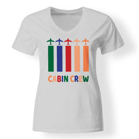 Thumbnail for Colourful Cabin Crew Designed V-Neck T-Shirts