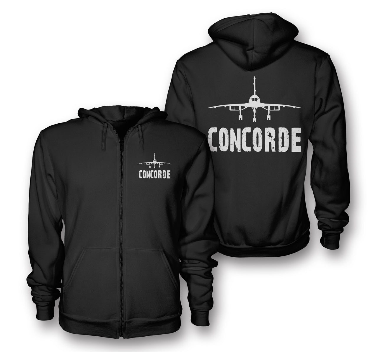 Concorde & Plane Designed Zipped Hoodies