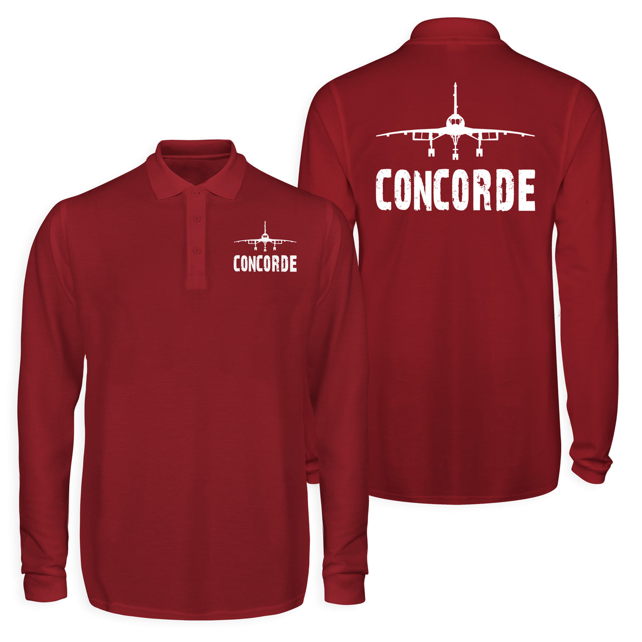 Concorde & Plane Designed Long Sleeve Polo T-Shirts (Double-Side)