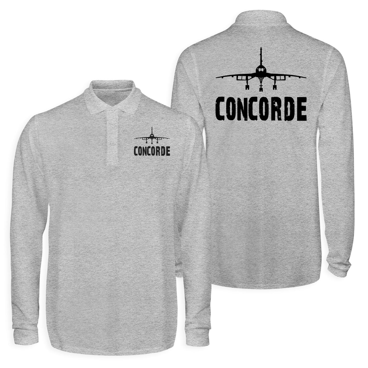 Concorde & Plane Designed Long Sleeve Polo T-Shirts (Double-Side)