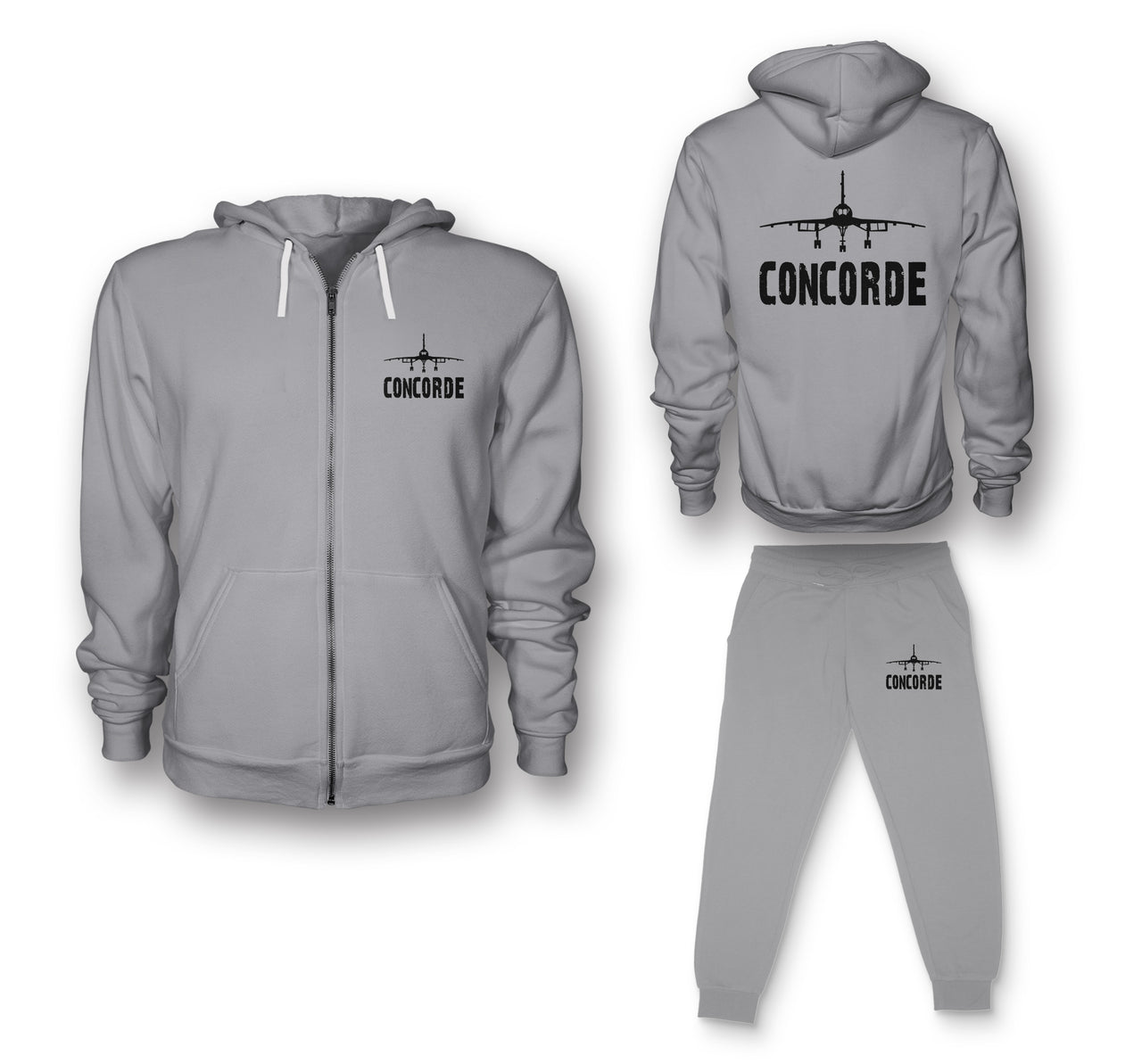 Concorde & Plane Designed Zipped Hoodies & Sweatpants Set