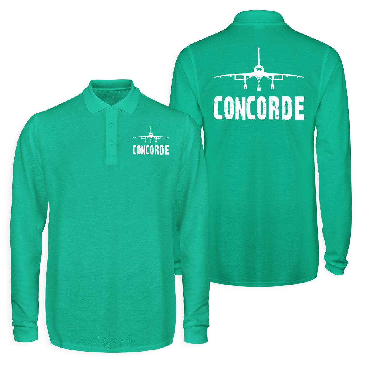 Concorde & Plane Designed Long Sleeve Polo T-Shirts (Double-Side)
