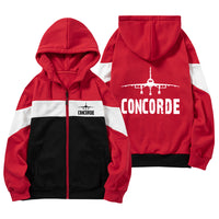 Thumbnail for Concorde & Plane Designed Colourful Zipped Hoodies
