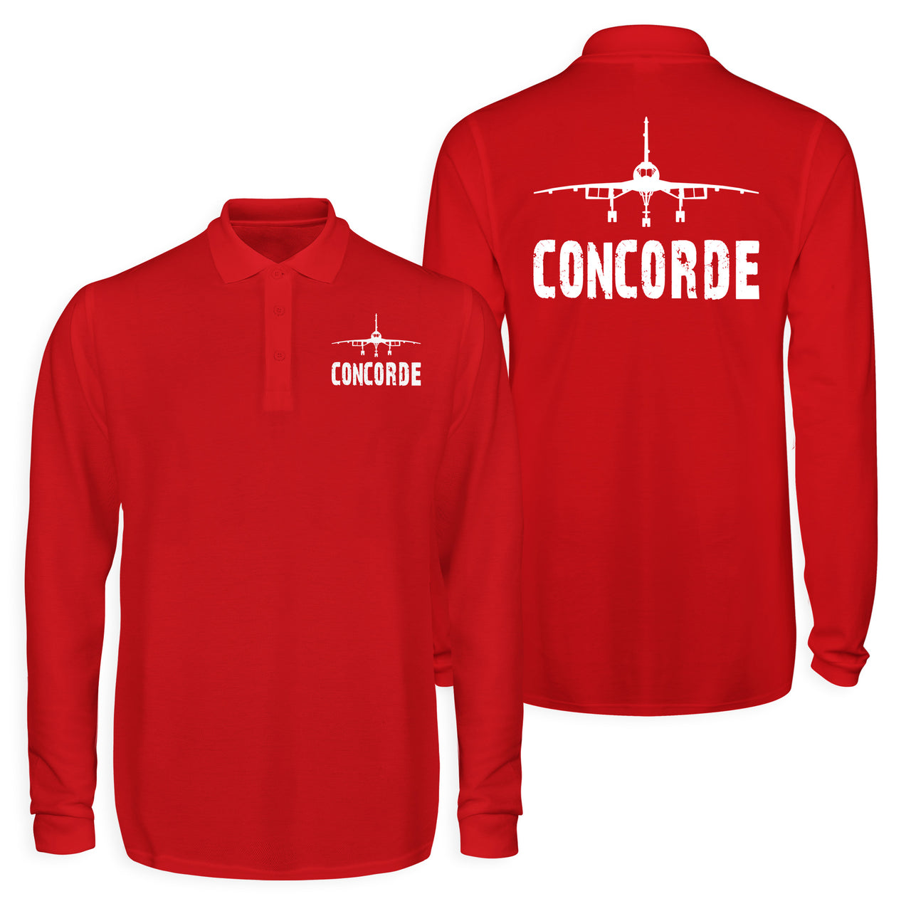 Concorde & Plane Designed Long Sleeve Polo T-Shirts (Double-Side)