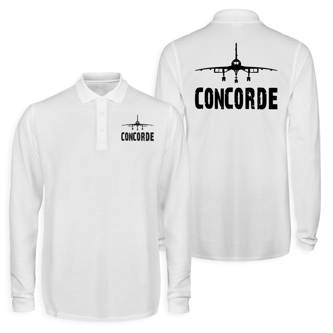 Concorde & Plane Designed Long Sleeve Polo T-Shirts (Double-Side)