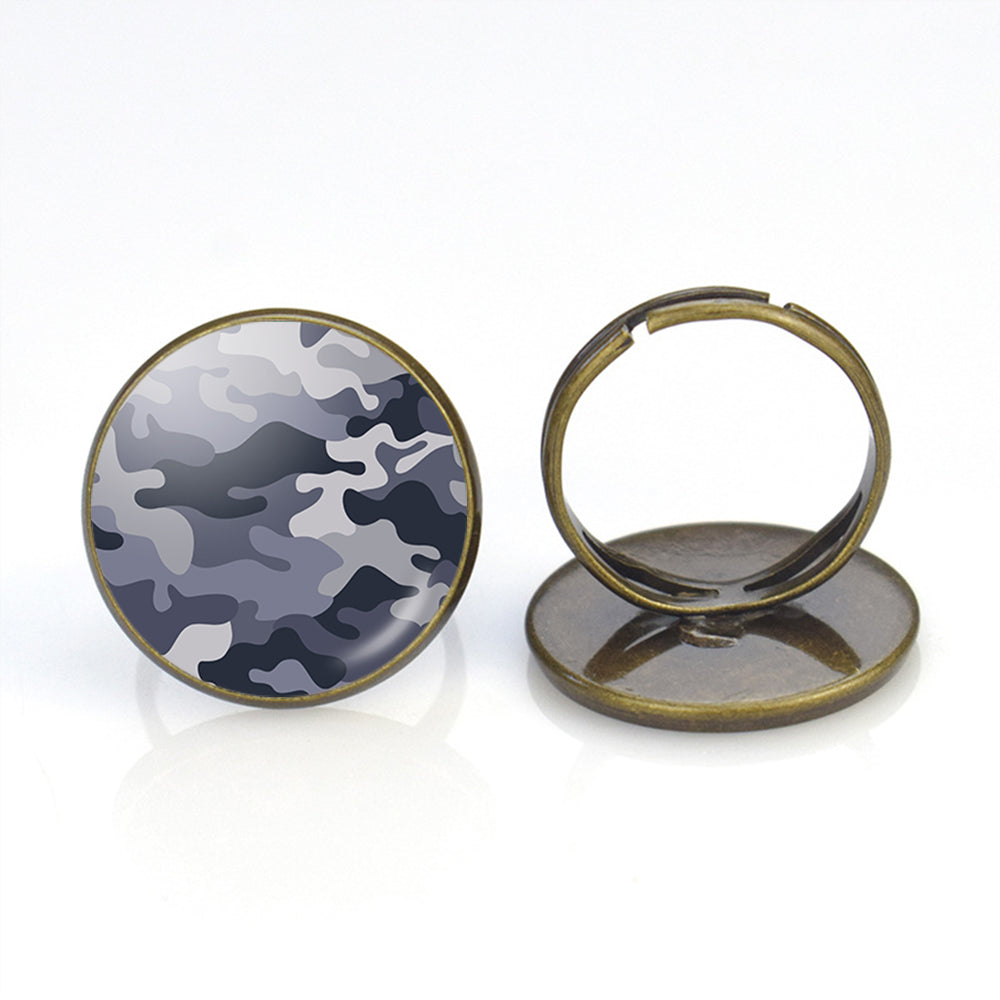 Military Camouflage Army Gray Designed Rings