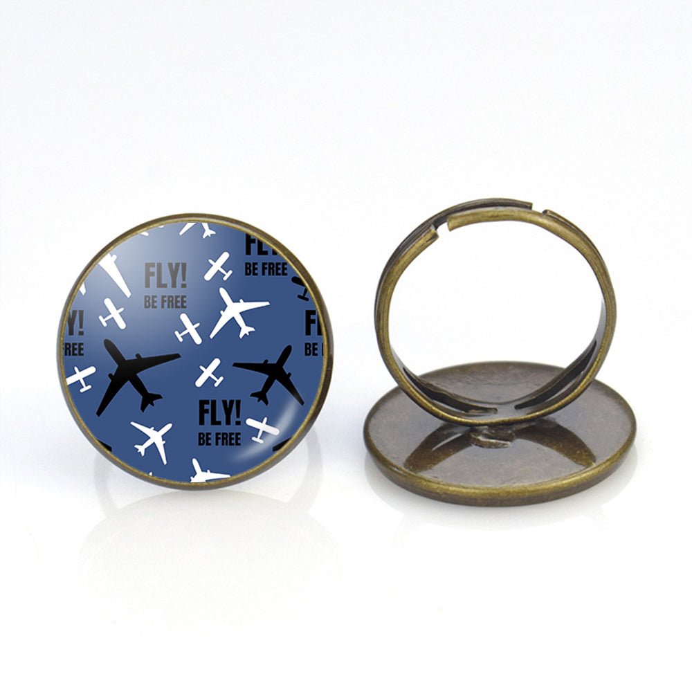 Fly Be Free Blue Designed Rings