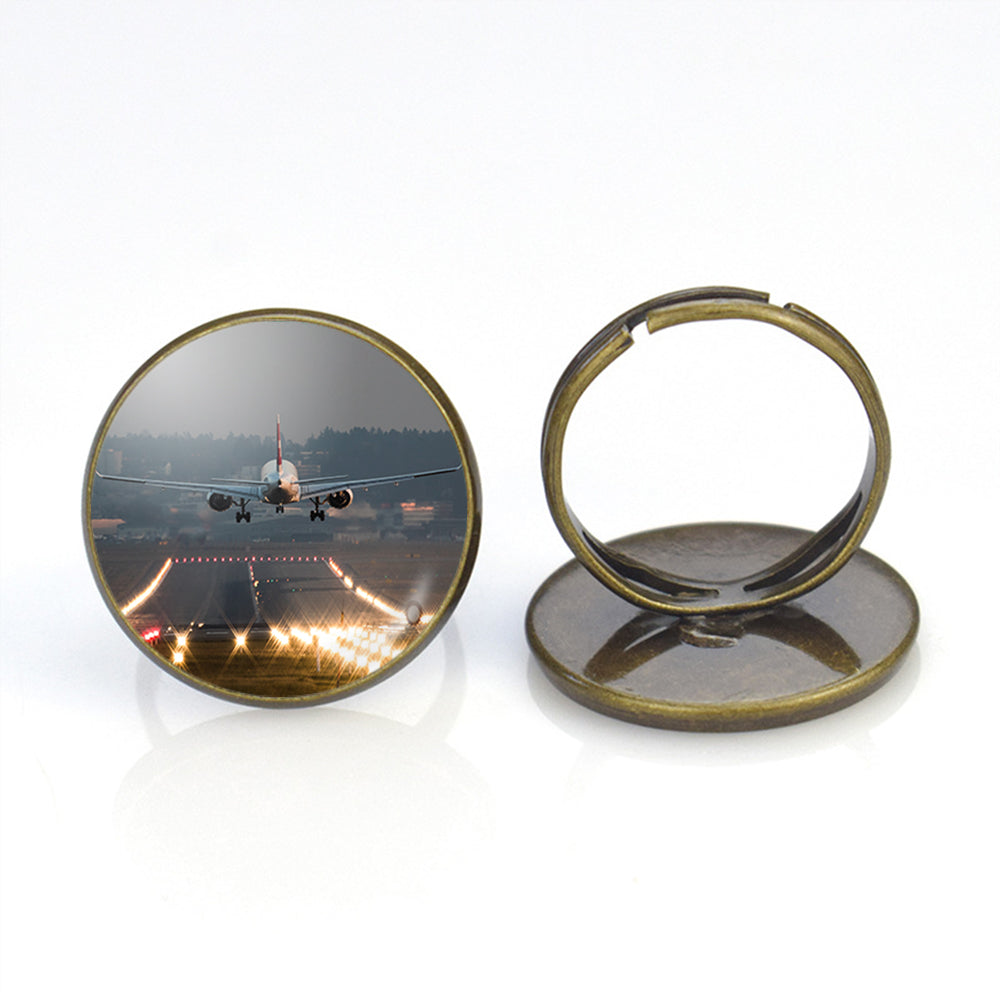 Magnificent Airplane Landing Printed Designed Rings