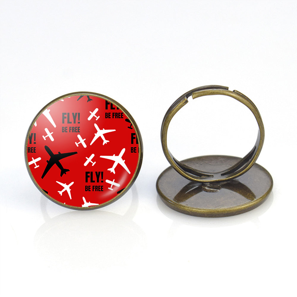 Fly Be Free Red Designed Rings