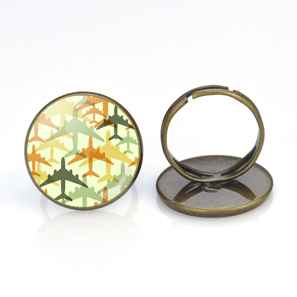 Seamless Colourful Airplanes Designed Rings