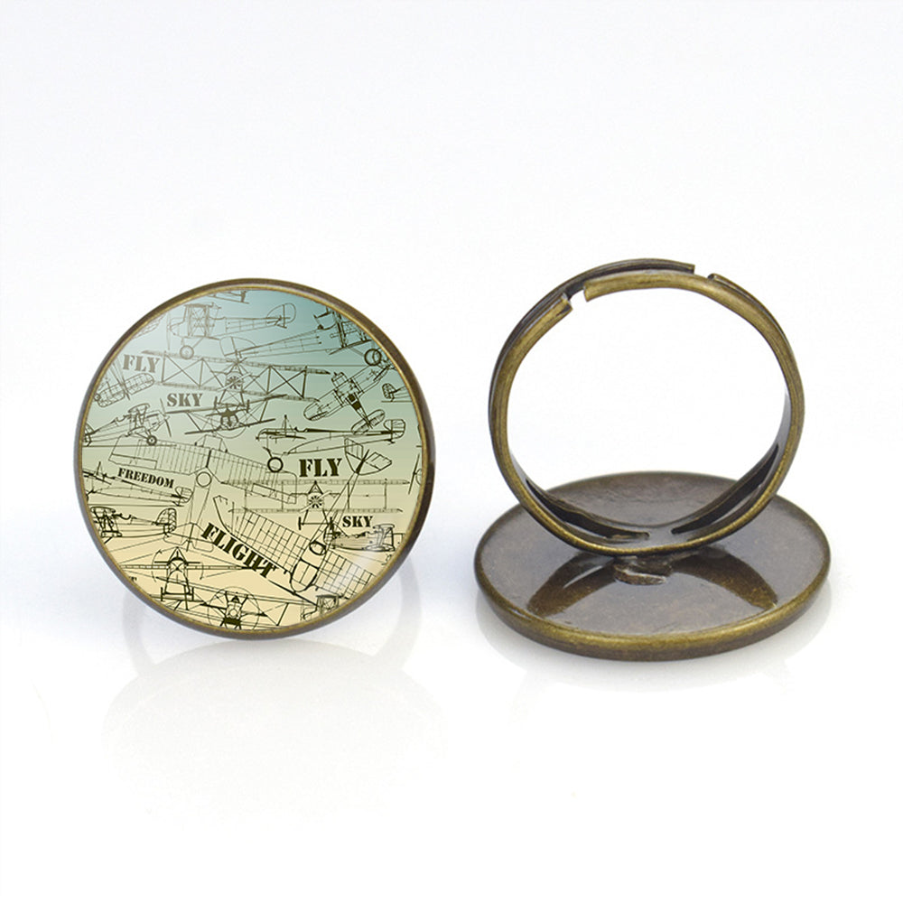 Retro Airplanes & Text Designed Rings