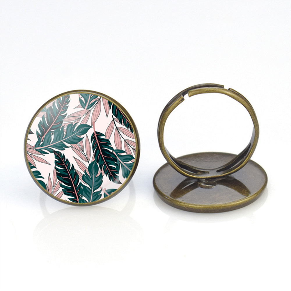 Seamless Palm Leafs Designed Rings
