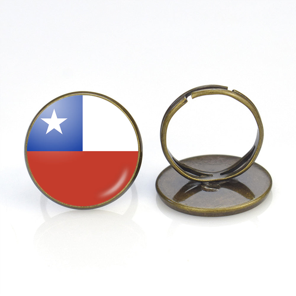 Chile Flag Designed Rings