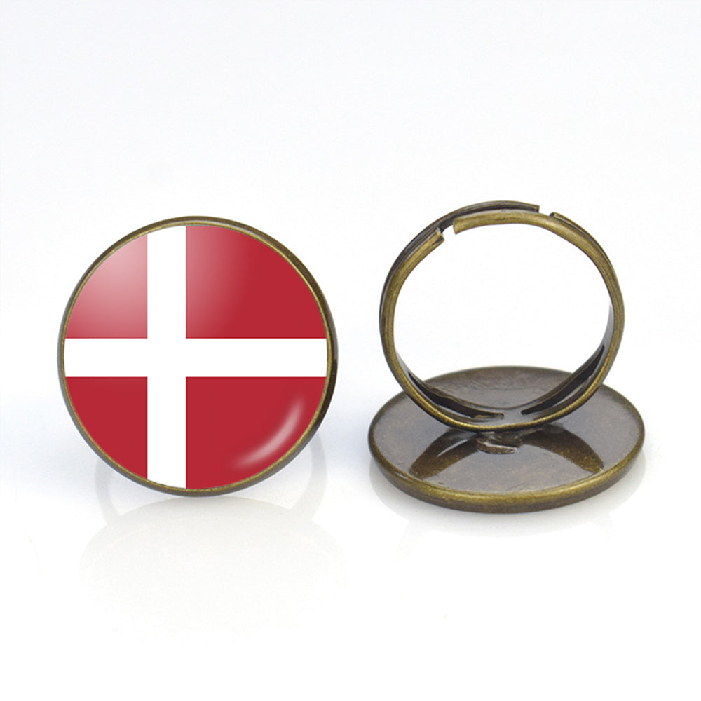 Denmark Flag Designed Rings