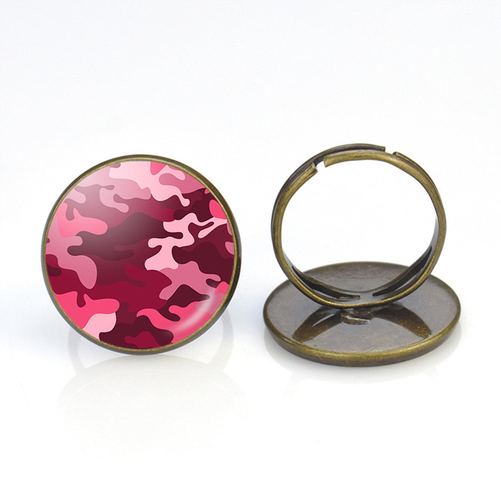 Military Camouflage Red Designed Rings