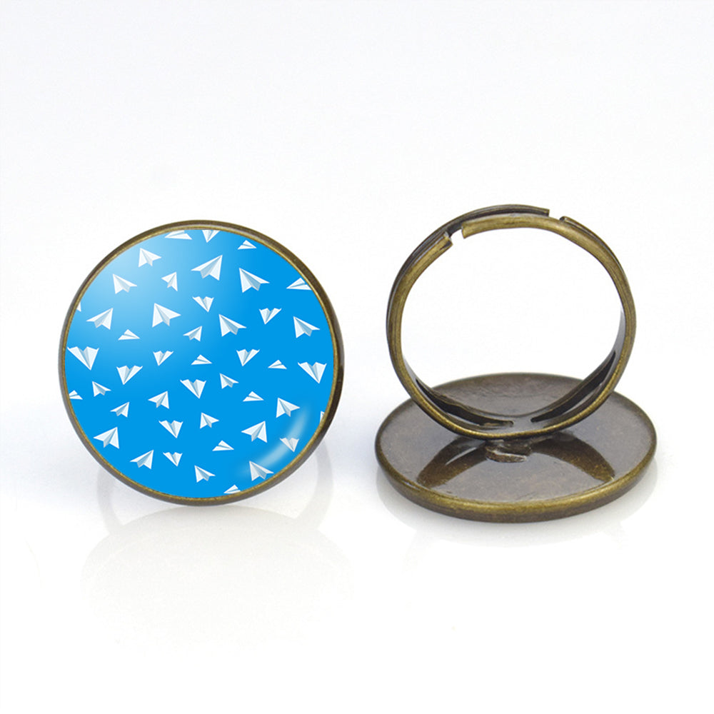 Paper Airplanes (Blue) Designed Rings
