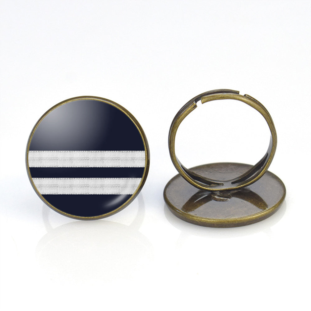 Pilot Epaulettes (Silver) 2 Lines Designed Rings