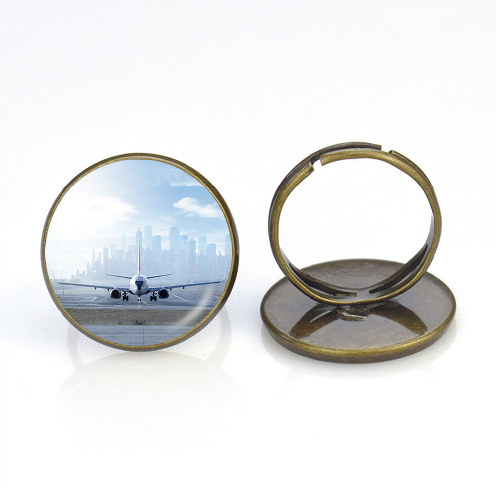 Boeing 737 & City View Behind Designed Rings