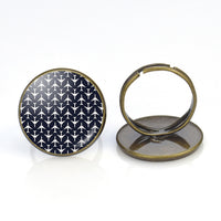 Thumbnail for Perfectly Sized Seamless Airplanes Dark Blue Designed Rings
