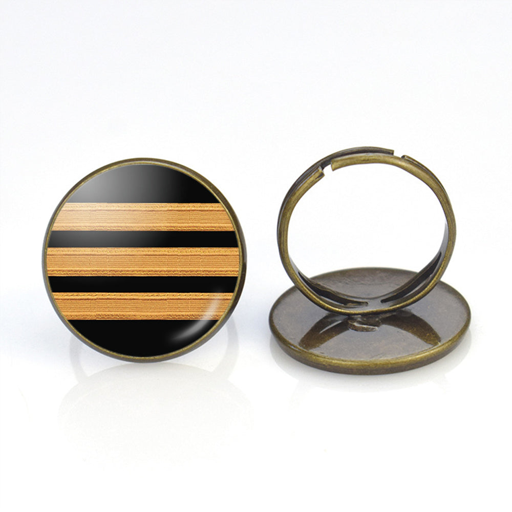 Pilot Epaulette 3 Lines Designed Rings