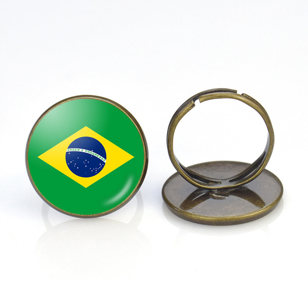 Brazil Flag Designed Rings
