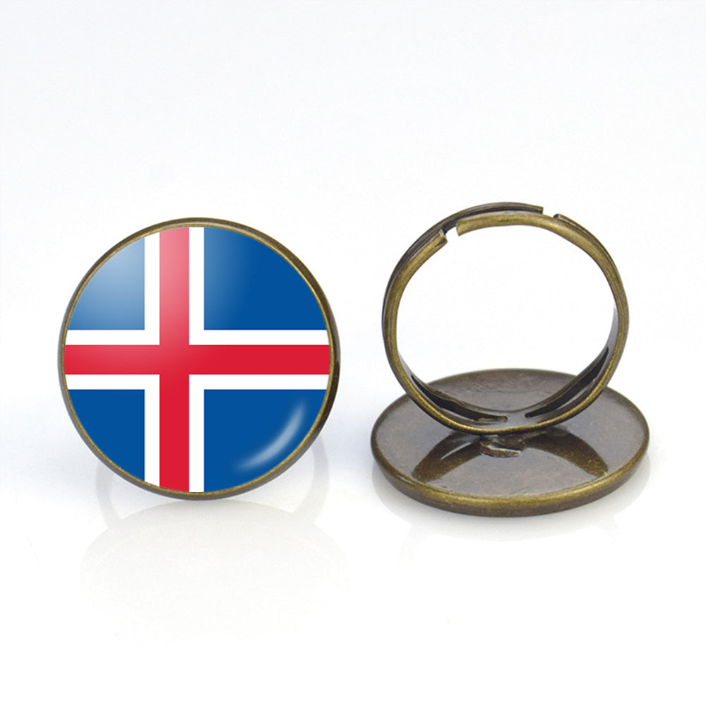 Iceland Flag Designed Rings
