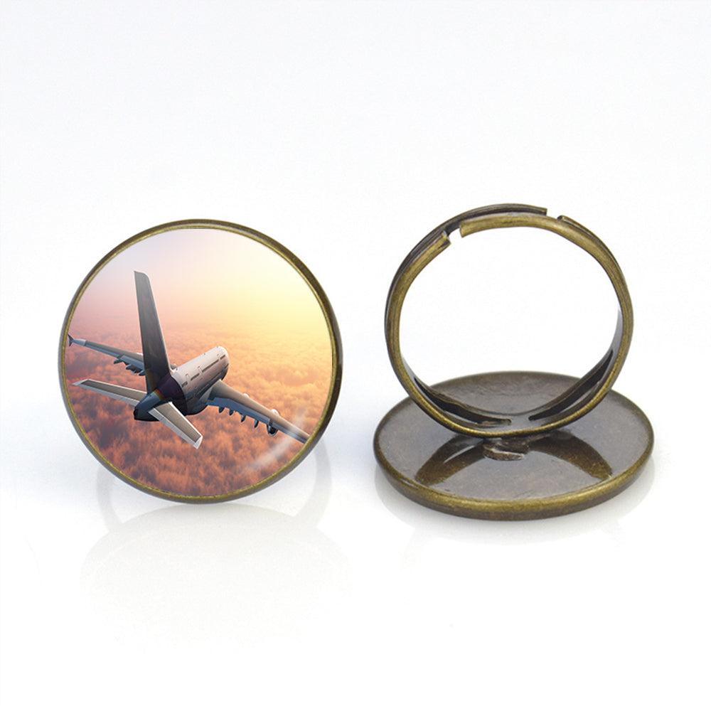 Super Cruising Airbus A380 over Clouds Designed Rings