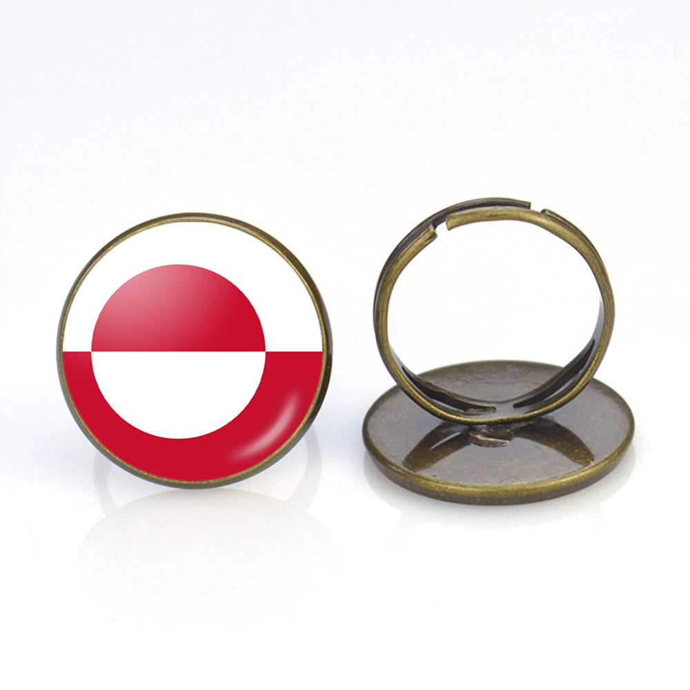 Greenland Flag Designed Rings