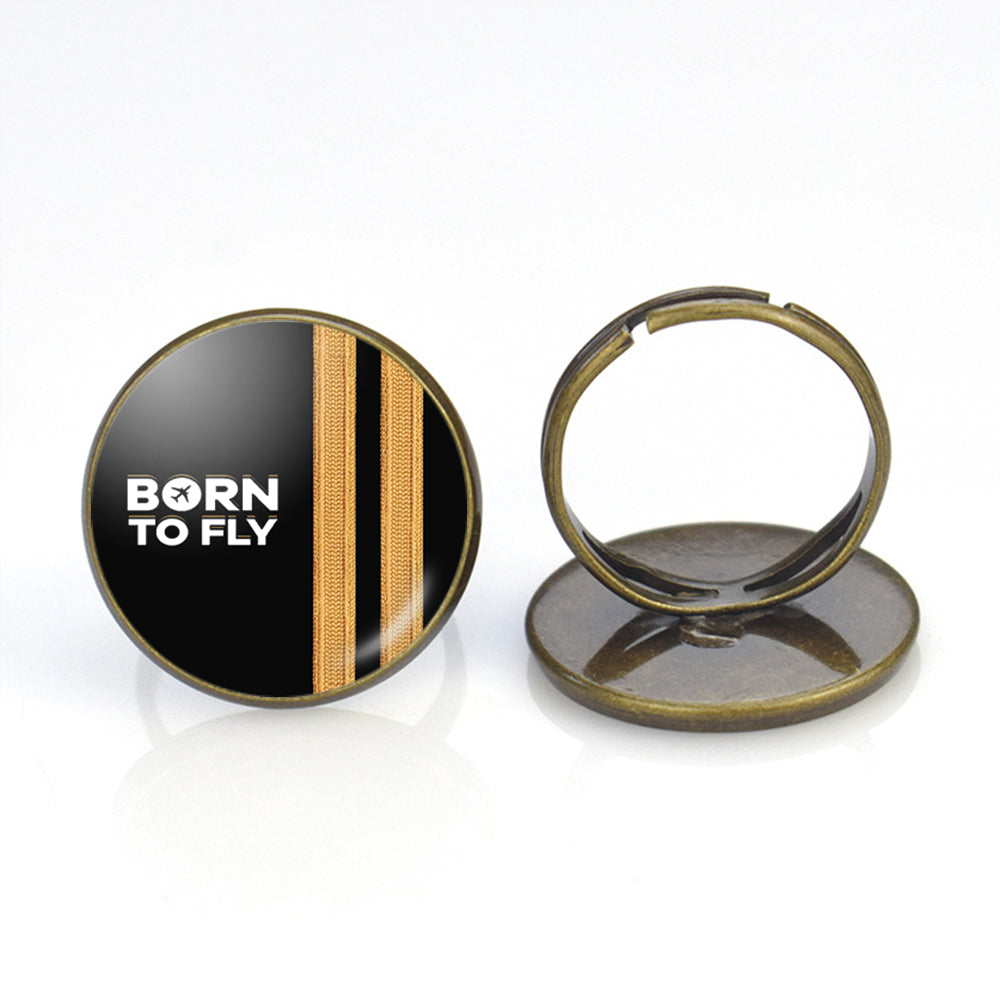 Born To Fly & Pilot Epaulettes (2 Lines) Designed Rings