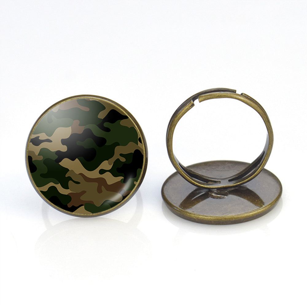 Military Camouflage Army Green Designed Rings
