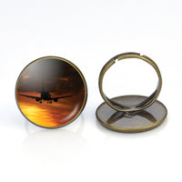 Thumbnail for Beautiful Aircraft Landing at Sunset Designed Rings