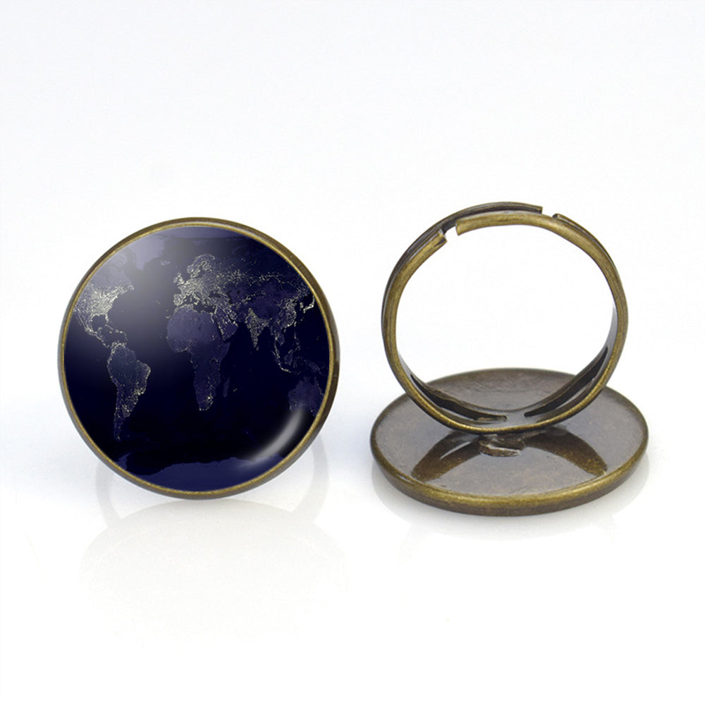 World Map From Space Designed Rings
