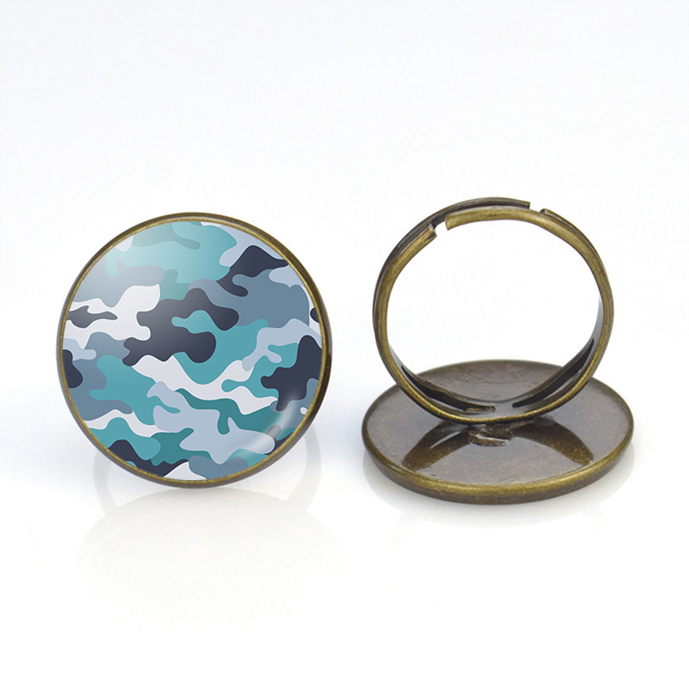 Military Camouflage Green Designed Rings
