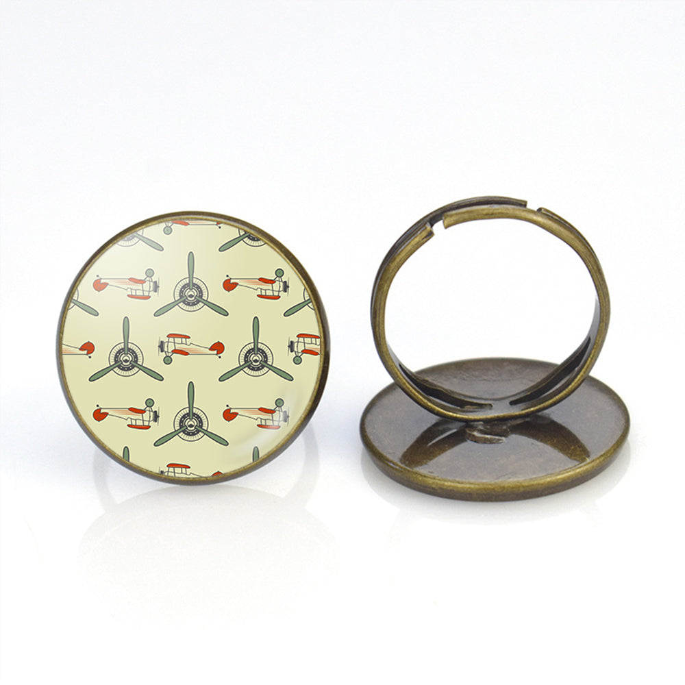 Vintage Old Airplane Designed Rings
