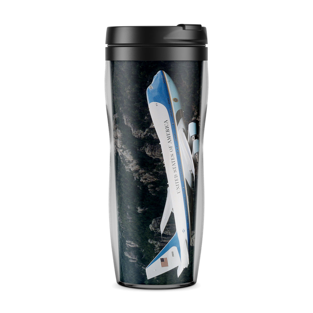 Cruising United States of America Boeing 747 Designed Travel Mugs