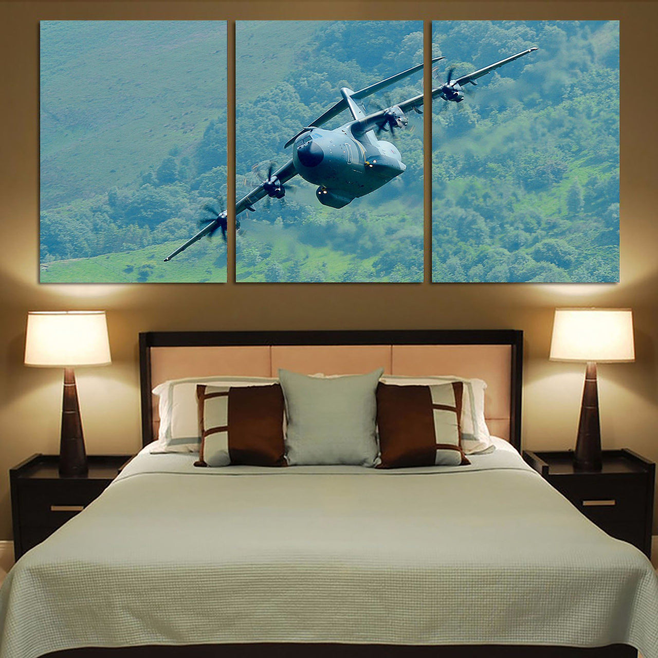 Cruising Airbus A400M Printed Canvas Posters (3 Pieces) Aviation Shop 