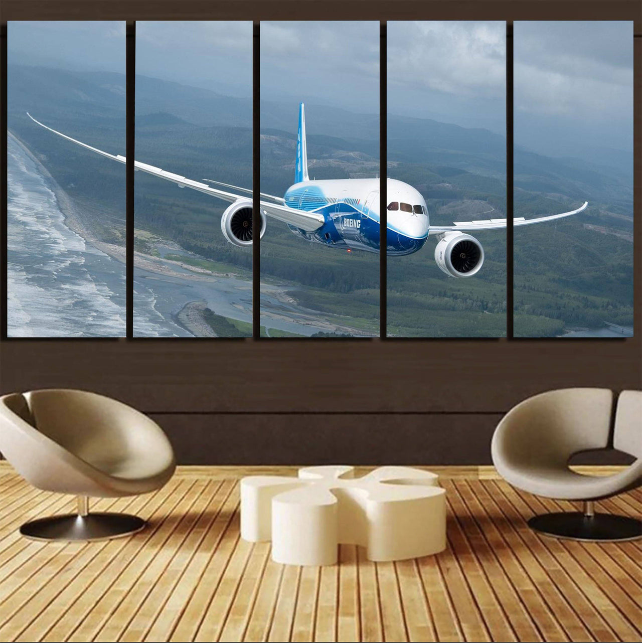 Cruising Boeing 787 Printed Canvas Prints (5 Pieces) Aviation Shop 