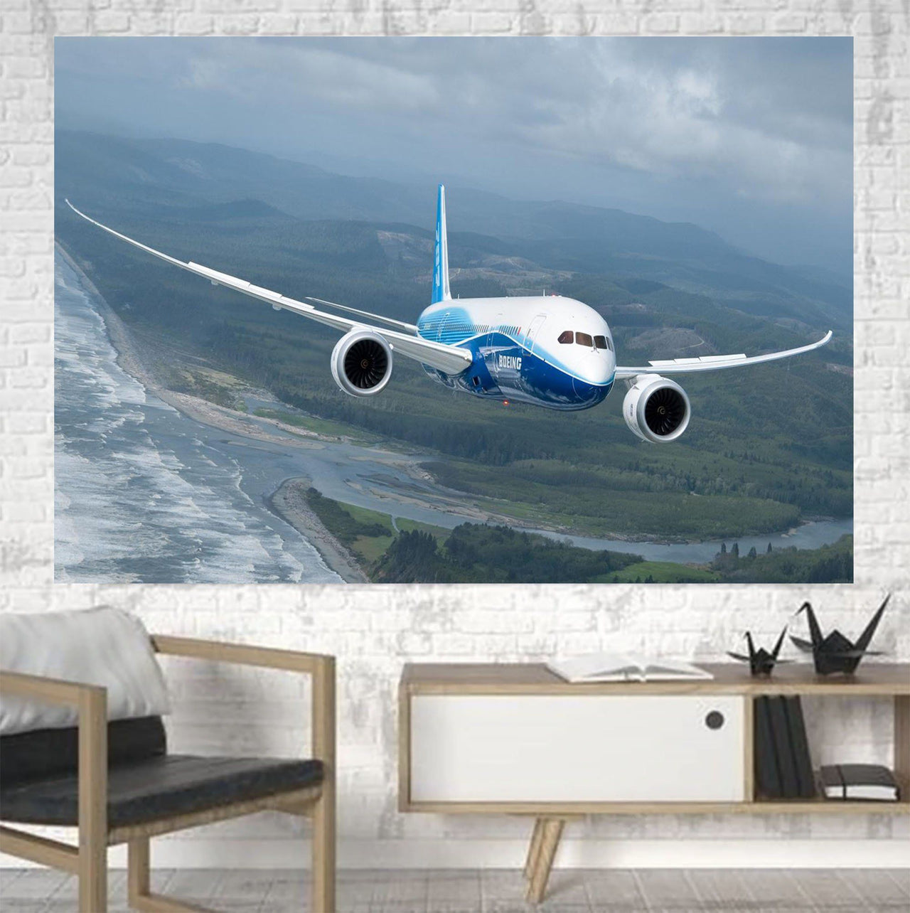 Cruising Boeing 787 Printed Canvas Posters (1 Piece) Aviation Shop 