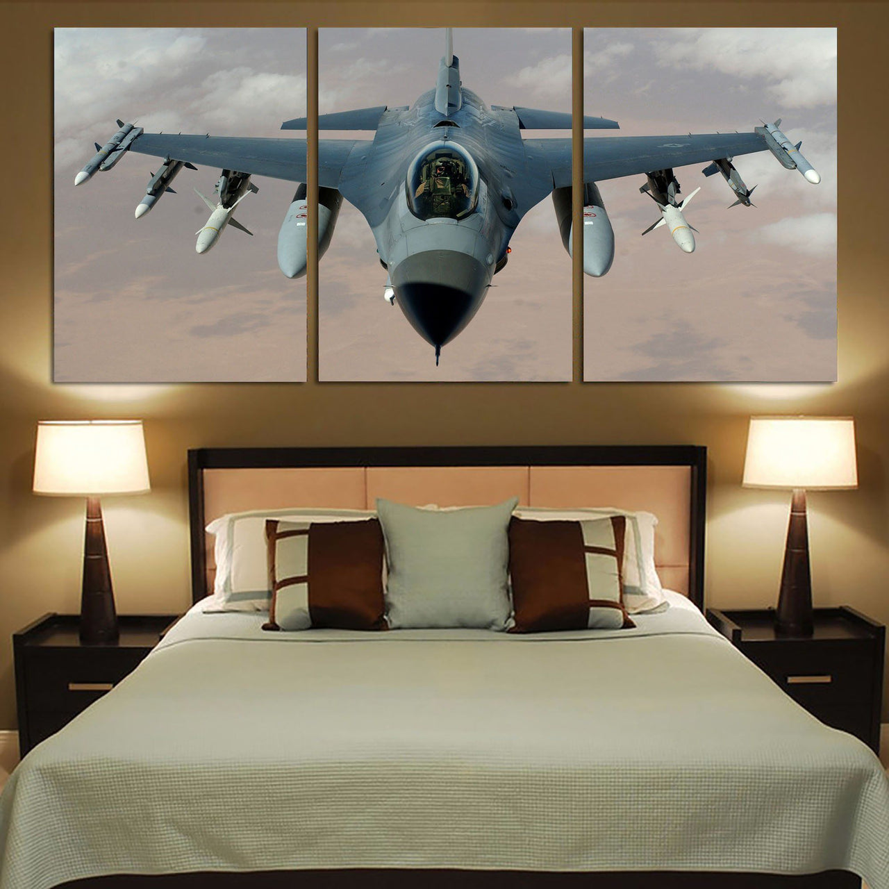Cruising Fighting Falcon F16 Printed Canvas Posters (3 Pieces) Aviation Shop 