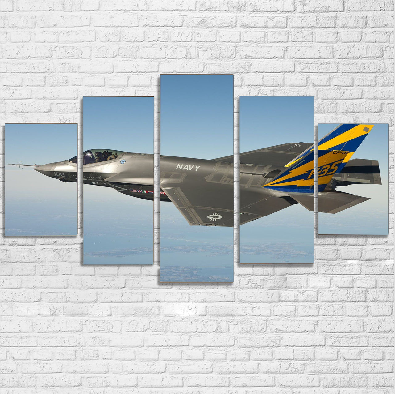 Cruising Fighting Falcon F35 Printed Multiple Canvas Poster Aviation Shop 