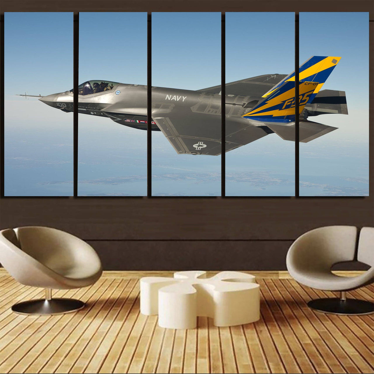 Cruising Fighting Falcon F35 Printed Canvas Prints (5 Pieces) Aviation Shop 