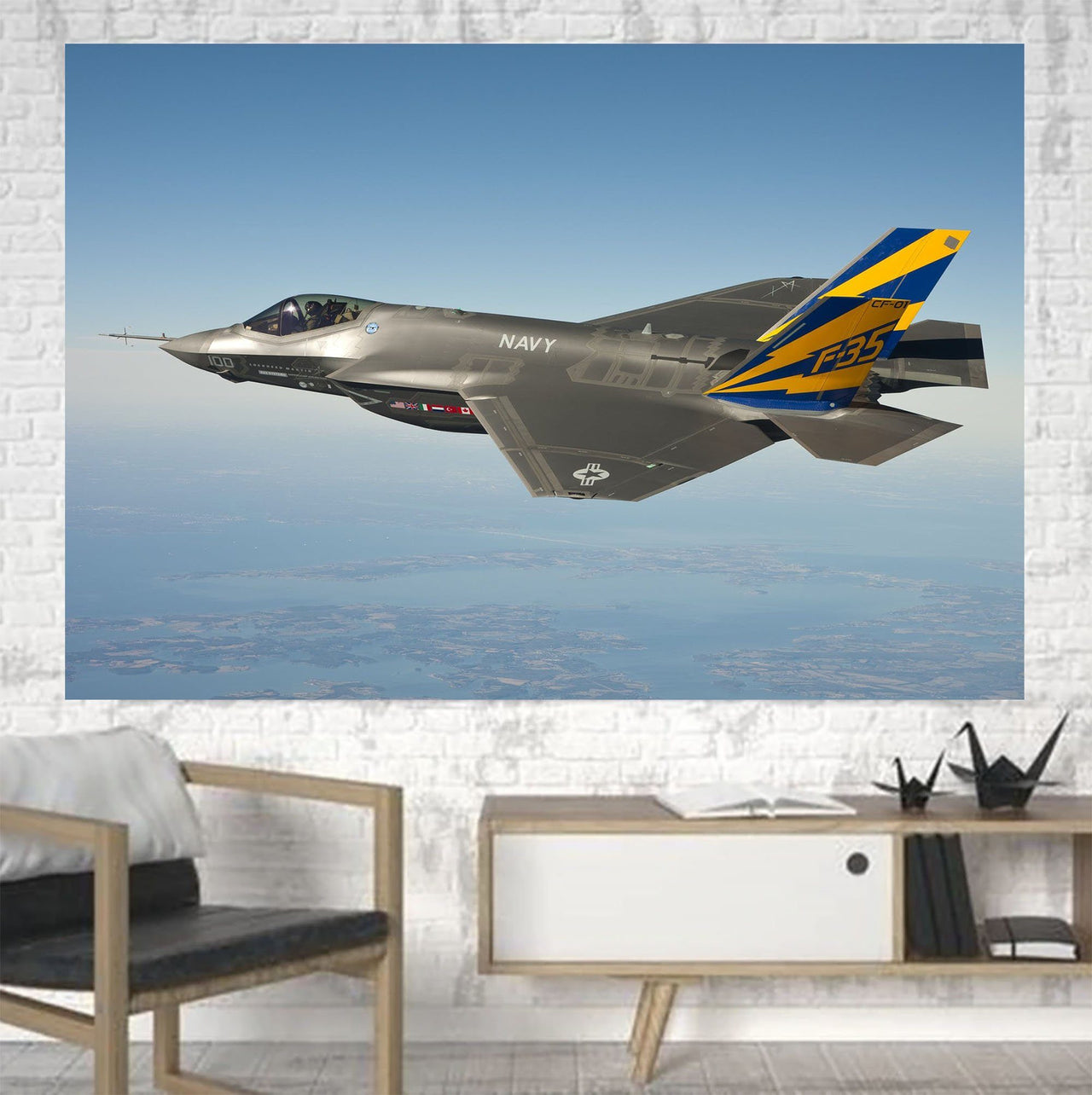 Cruising Fighting Falcon F35 Printed Canvas Posters (1 Piece) Aviation Shop 