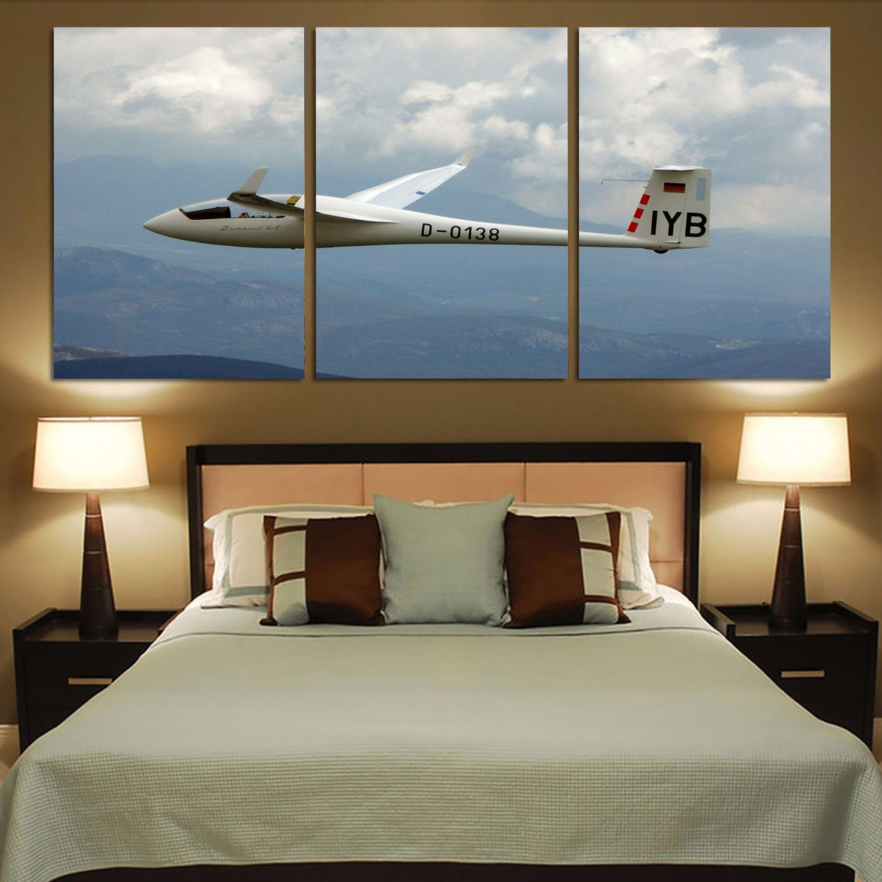 Cruising Glider at Sunset Printed Canvas Posters (3 Pieces) Aviation Shop 