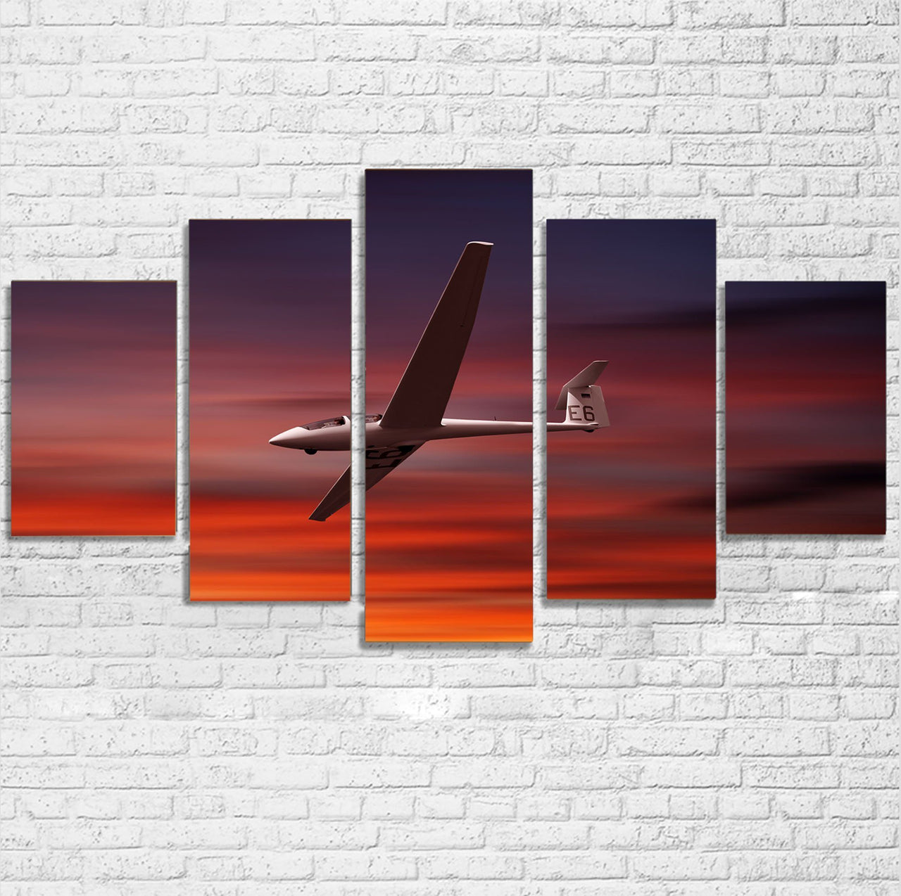 Cruising Glider at Sunset Printed Multiple Canvas Poster Aviation Shop 