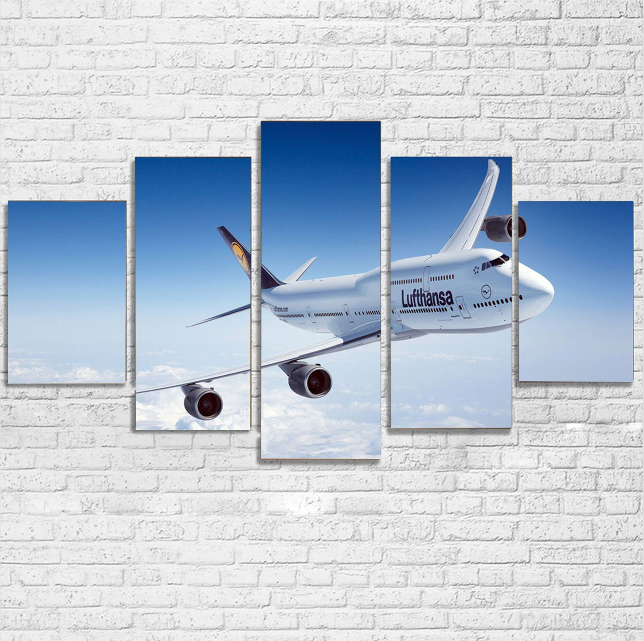 Cruising Lufthansa's Boeing 747 Printed Multiple Canvas Poster Aviation Shop 