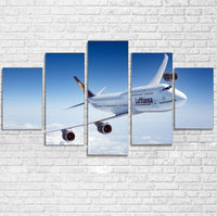 Thumbnail for Cruising Lufthansa's Boeing 747 Printed Multiple Canvas Poster Aviation Shop 