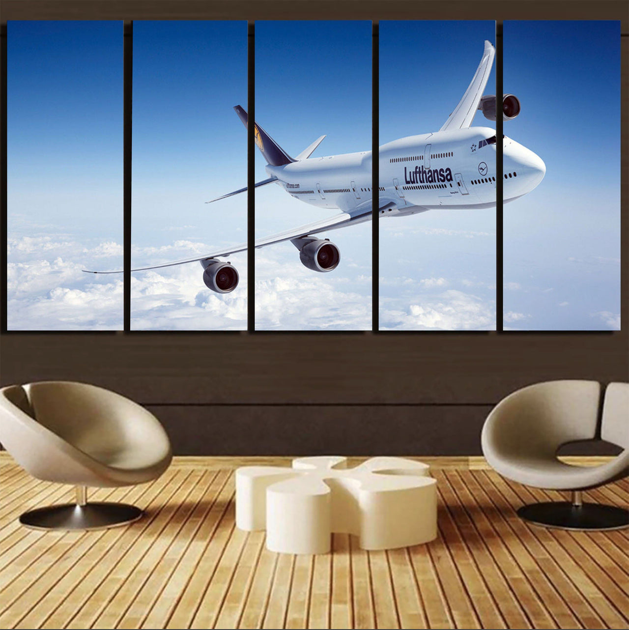 Cruising Lufthansa's Boeing 747 Printed Canvas Prints (5 Pieces) Aviation Shop 