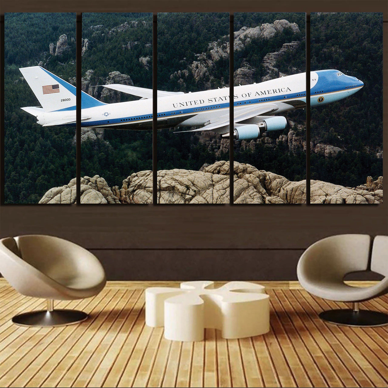 Cruising United States of America Boeing 747 Printed Canvas Prints (5 Pieces) Aviation Shop 