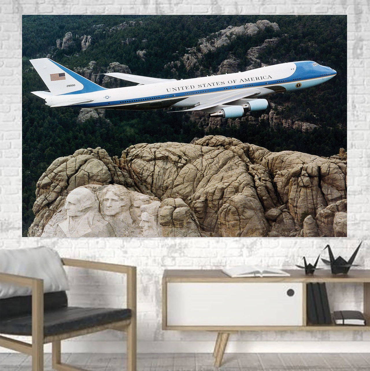 Cruising United States of America Boeing 747 Printed Canvas Posters (1 Piece) Aviation Shop 